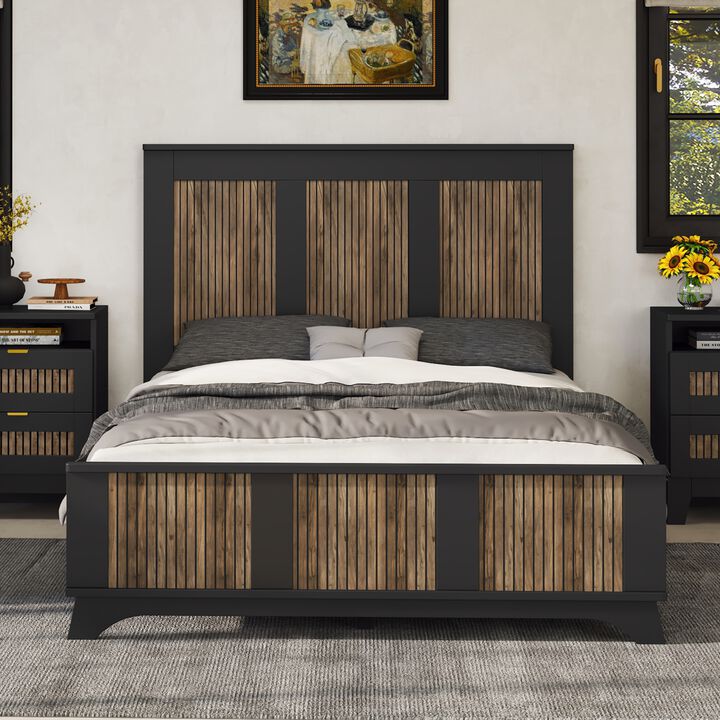 Merax Farmhouse Wooden Platform Bed for Bedroom