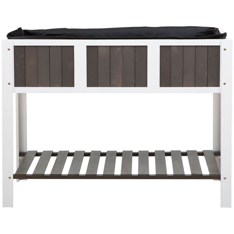 QuikFurn White Wooden 2 Level Elevated Raised Garden Planter Bed
