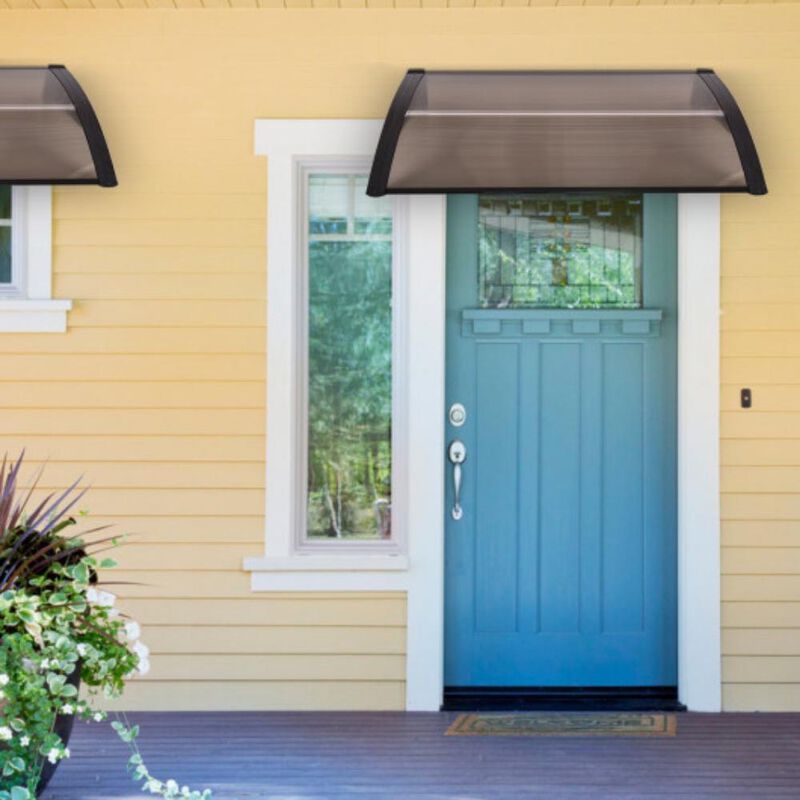 OutdoorWindow Awning Door Polycarbonate Canopy-Brown