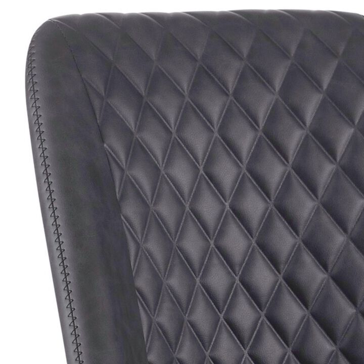 Diamond Pattern Stitched Leatherette Office Chair with Star Base, Gray-Benzara