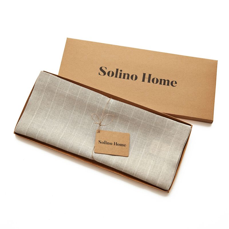 Solino Home 100% Pure Linen Table Runner | Pinstripe