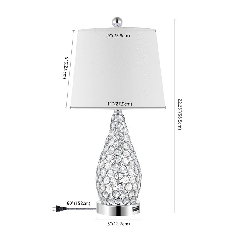Lily Midcentury Modern Iron LED Table Lamp with USB Charging Port