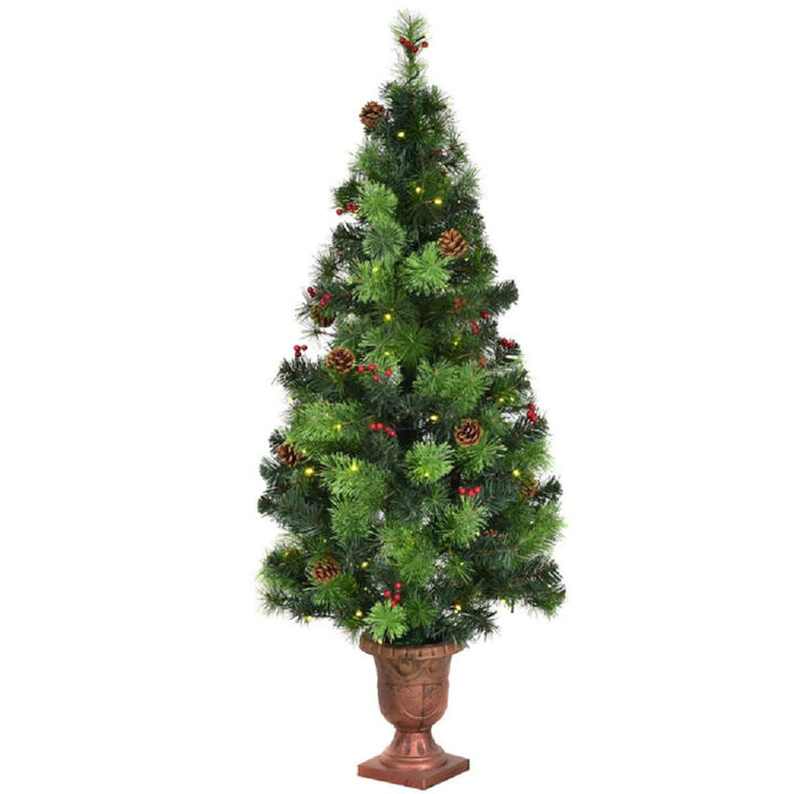 LED Christmas Tree with Red Berries Pine Cones