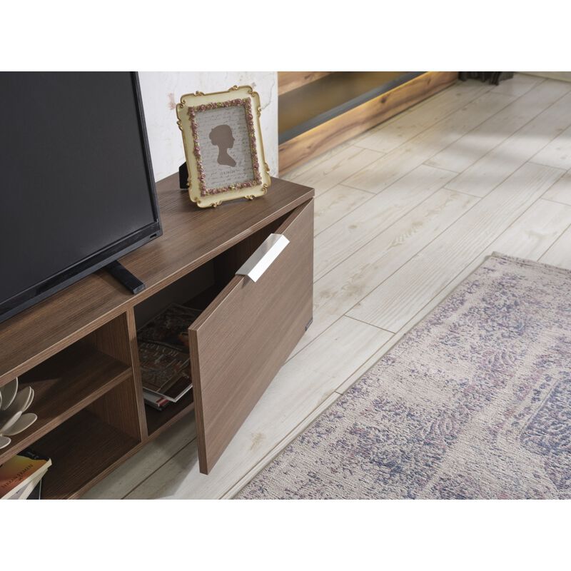 Store April Mid Century Modern TV Stand 2 Door Cabinets 2 Shelves 66 Inch TV Unit