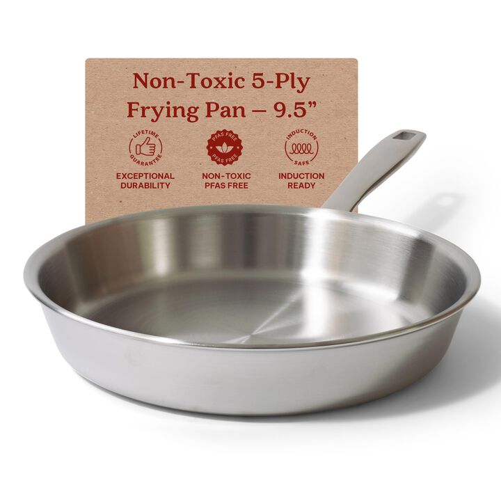 Alva Maestro - 5-Ply Stainless Steel Frying Pan - Nonstick Cookware,Skillets and Frying Pans,Durable Induction Cooking Pan,Non Toxic Cookware,Nonstick Frying Pan,Stay Cool Handle - 9.5 Inch