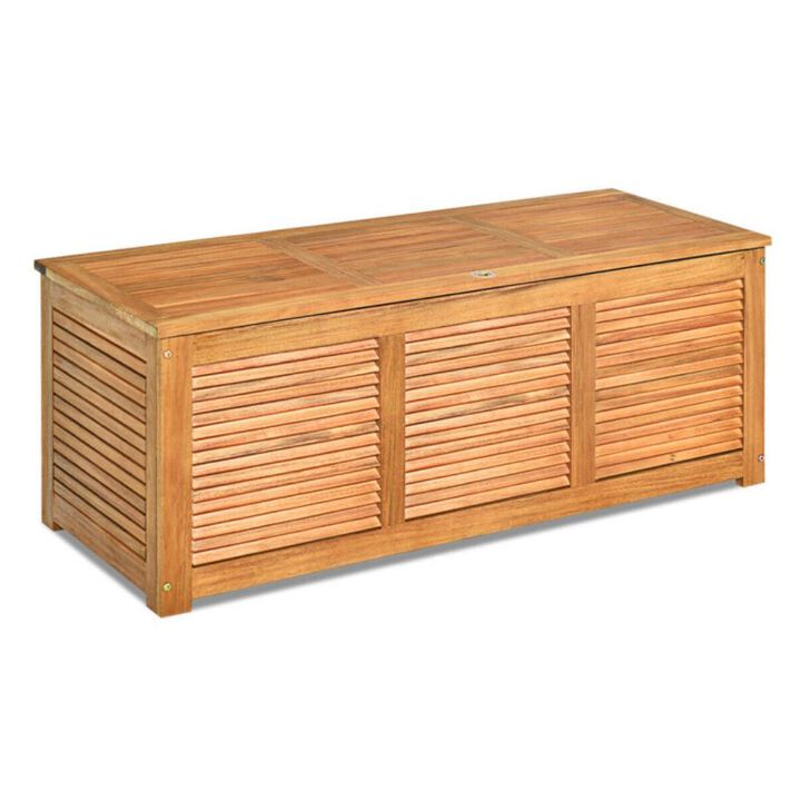 Hivvago 47 Gallon Acacia Wood Storage Bench Box for Patio Garden Deck