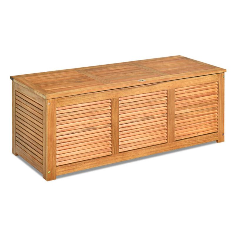 Hivvago 47 Gallon Acacia Wood Storage Bench Box for Patio Garden Deck
