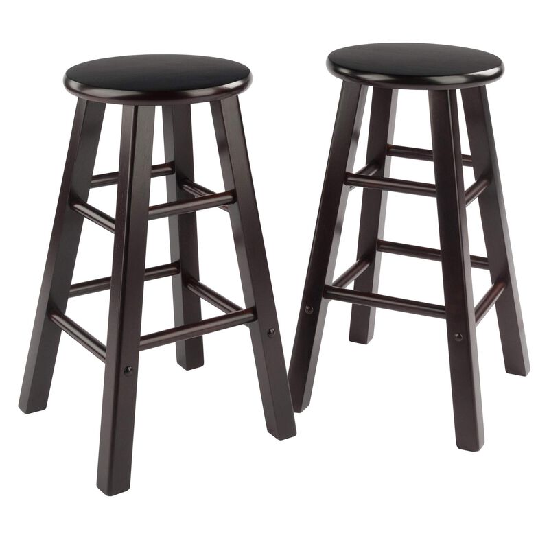 Ergode Wood Element Counter Stool Set - Polished Espresso, Solid Wood, 220lbs Capacity, Stable & Comfortable, Multiple Finishes & Heights