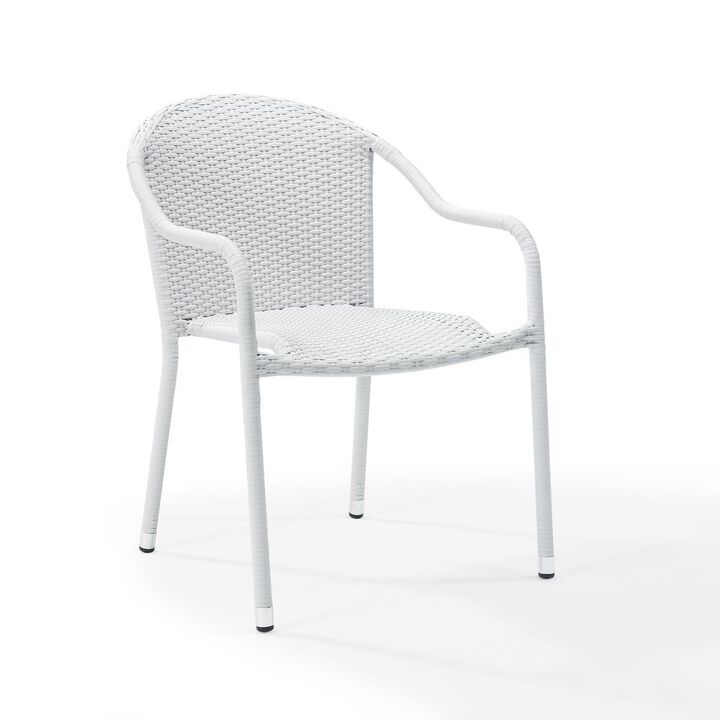 Crosley Furniture Palm Harbor 4Pc Outdoor Wicker Stackable Chair Set White - 4 Stackable Chairs