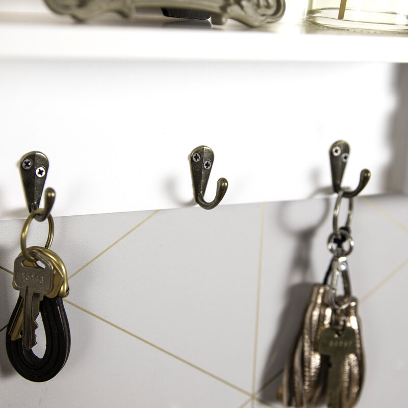 Mail and Key Wall Shelf Organizer with Pocket and Hanging Hooks