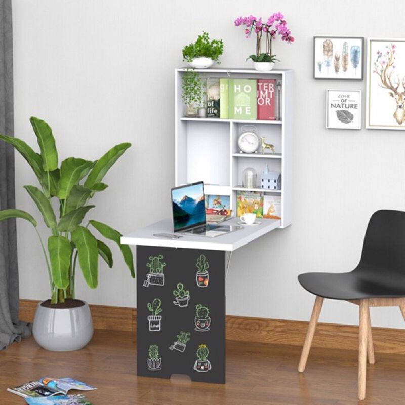 Wall-Mounted Work Desk Cabinet with Fold-Down Table