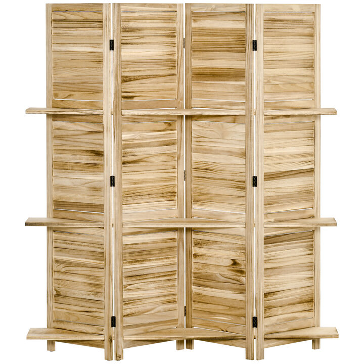 4-Panel Folding Privacy Room Screen Divider for Indoor Bedroom Office, Natural