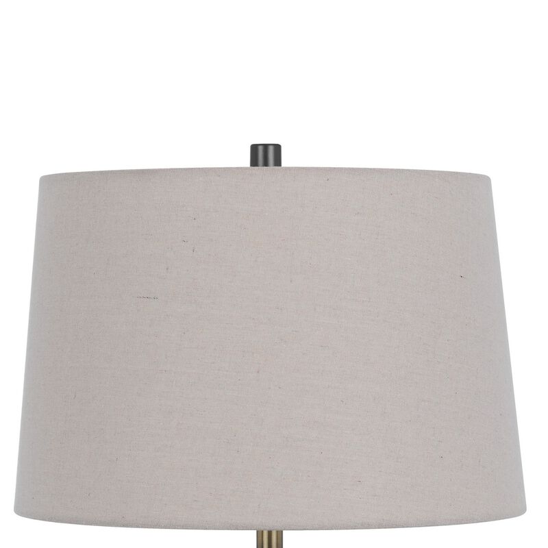 Wenu 29 Inch Table Lamp, Accent Frosted Glass Base, White Fabric Shade - Benzara