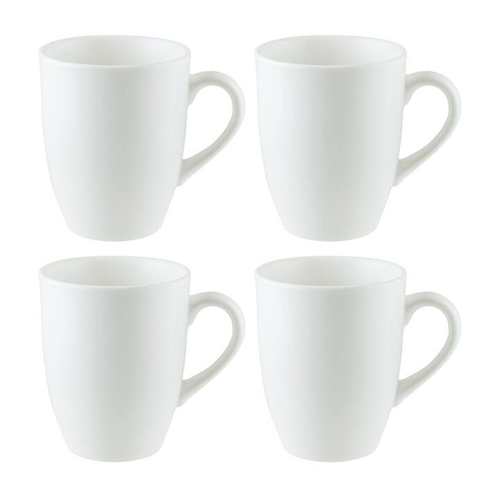 Gourmet dia.3.25" h:4.25" 11 oz. Round Matte White Porcelain Mug (Set of 4)