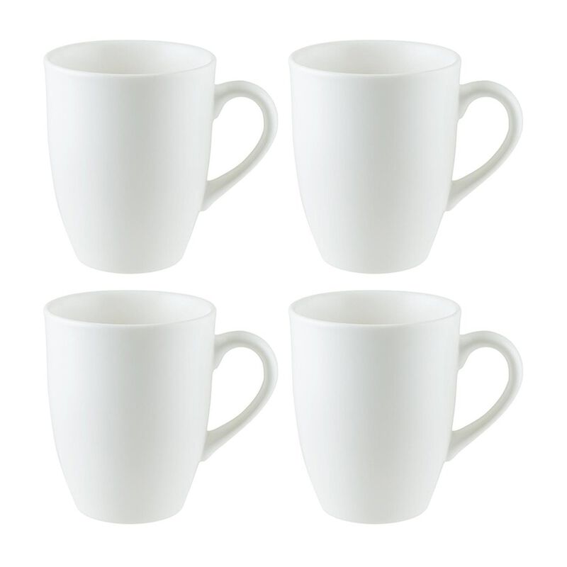 Gourmet dia.3.25" h:4.25" 11 oz. Round Matte White Porcelain Mug (Set of 4)