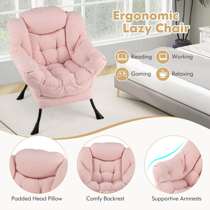 Cozy Sherpa Upholstered Accent Chair with Head Pillow for Stylish Comfort