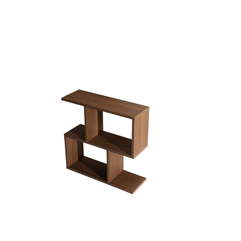 Rectangle 4 Shelves End Table, Narrow Chairside Table, 23 inch Skinny End Table for Living Rooms, Walnut