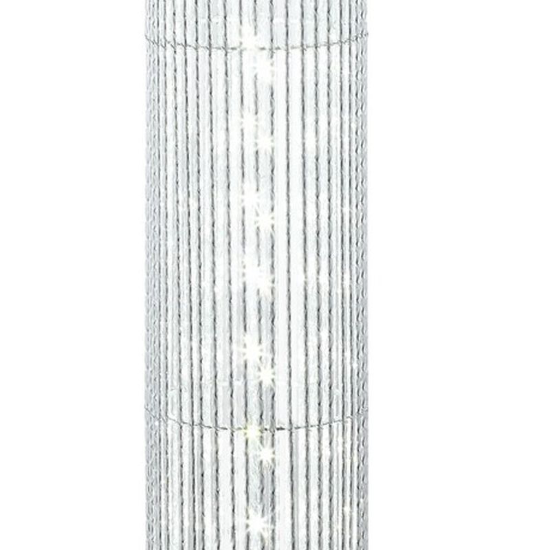 Jin 57 Inch Floor Lamp, Gray Drum Fabric Shade, Modern Round Silver Base-Benzara