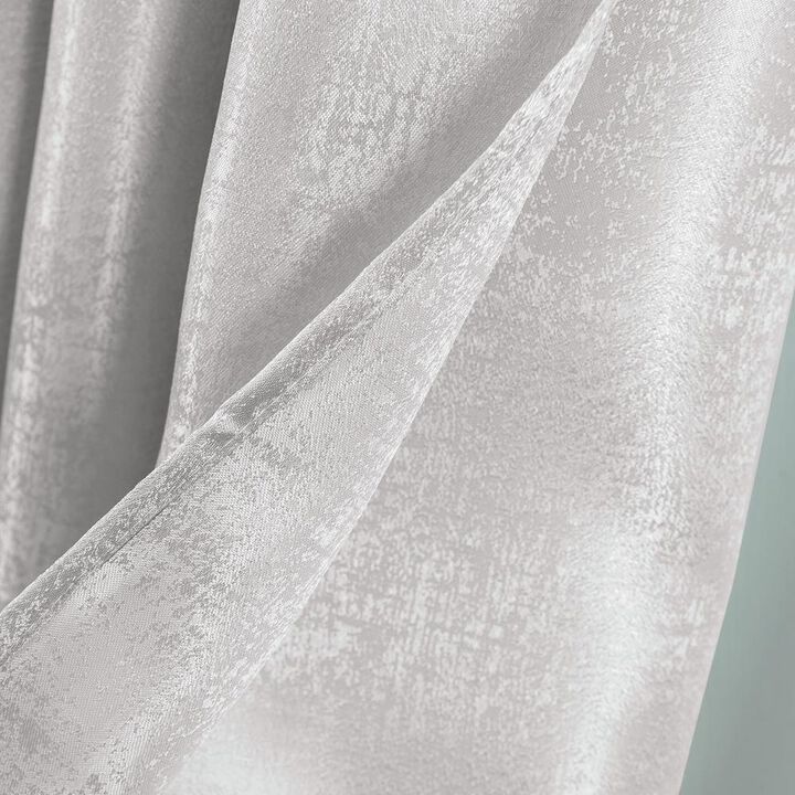 Oliva Gray Nora Embossed Blackout Grommet Panel - 52x90" Silver