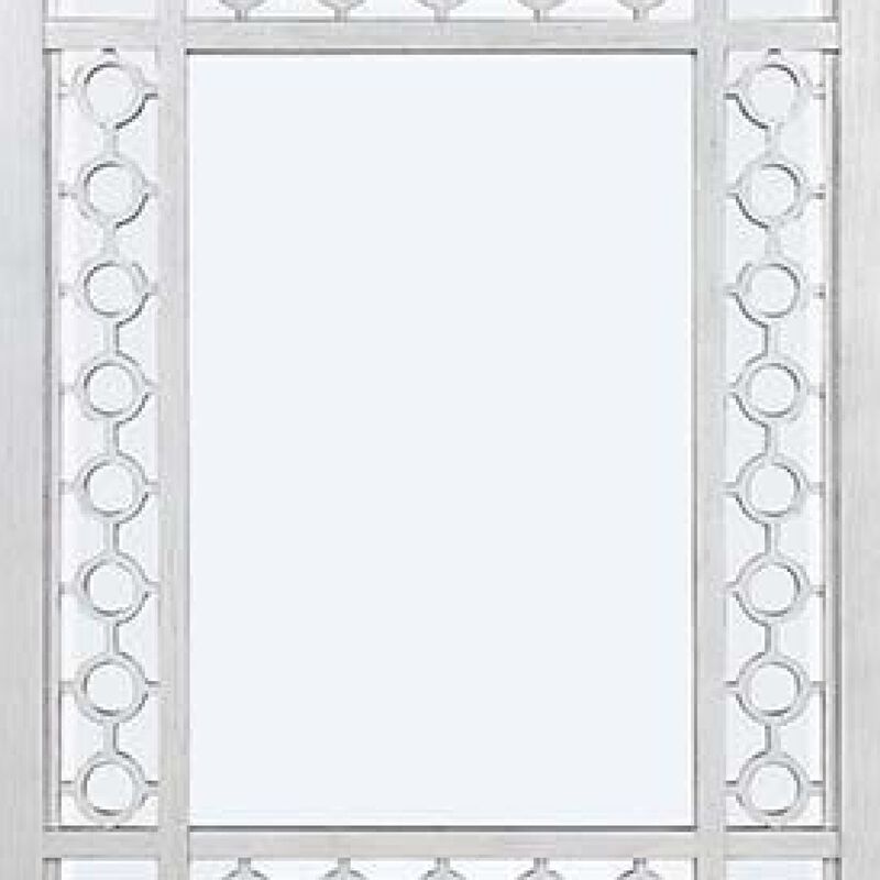 40 Inch Ornate Wood Mirror, Portrait, Round Cut Out Design, White-Benzara