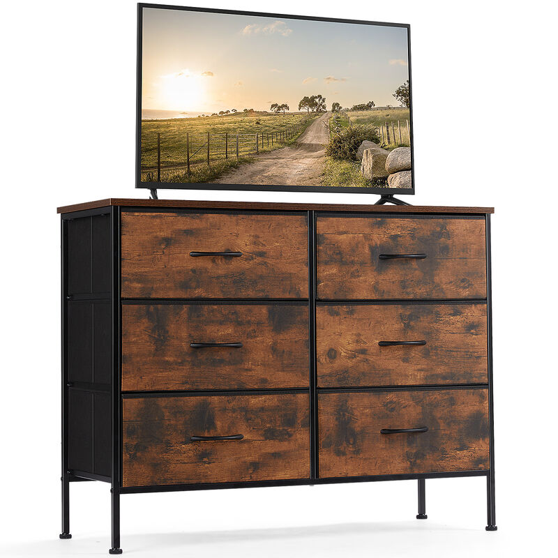 6-Drawer Fabric Chest with Metal Frame for Bedroom