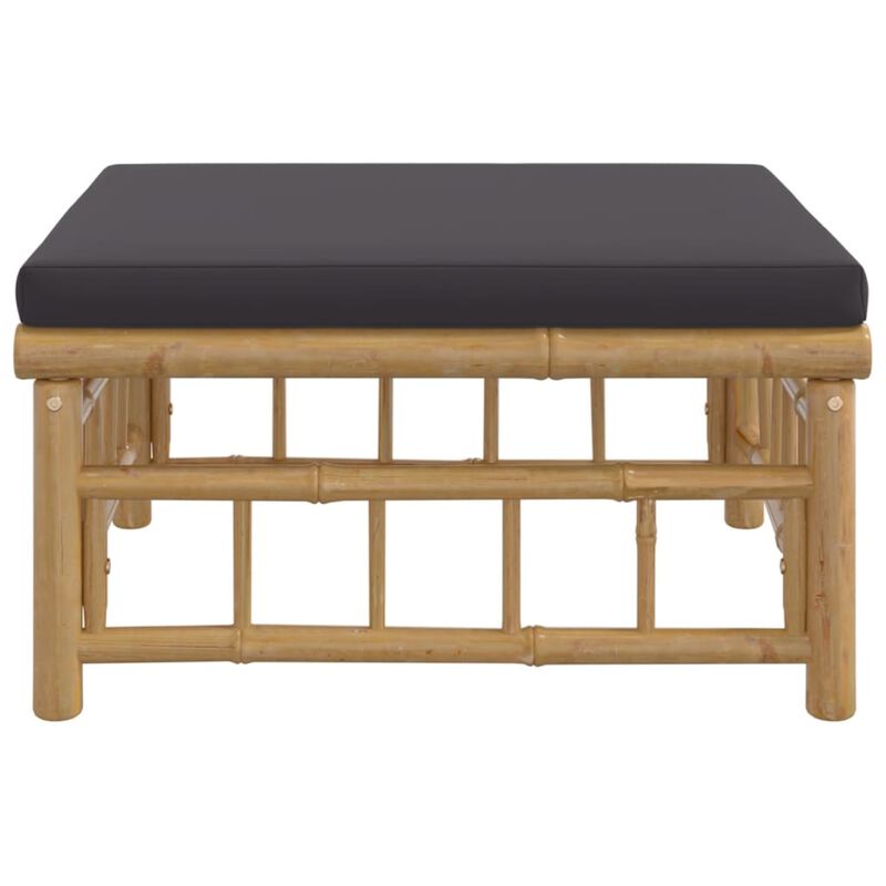 vidaXL Patio Footstool with Dark Gray Cushion Bamboo