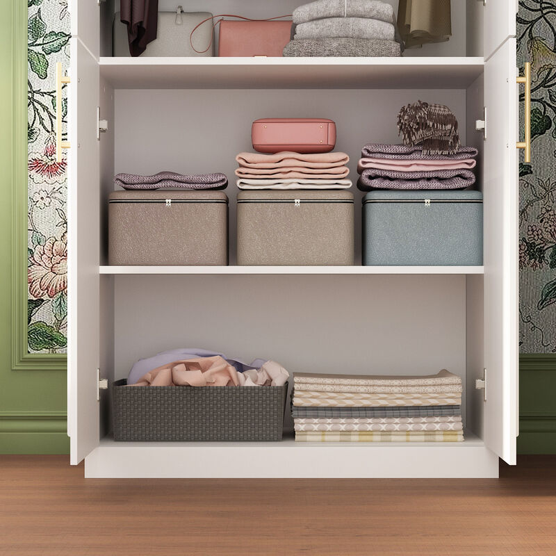 FUFU&GAGA  Armoire with Shelves and Hanging Rods for Bedroom Storage (31.7" W x 19.3" D x 74.8" H)White