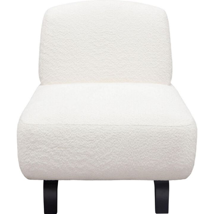 Ikka 30 Inch Padded Armless Chair, Crisp White Faux Sheepskin Upholstery - Benzara