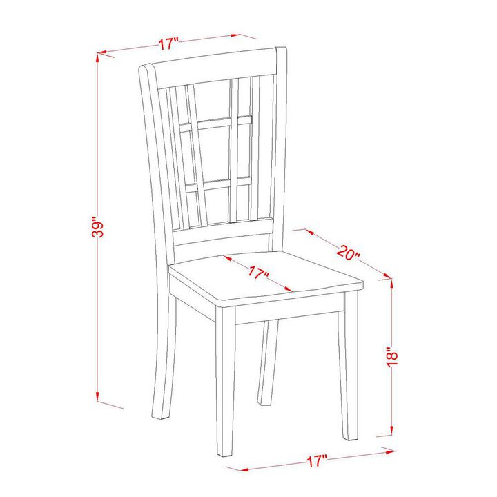 East West Furniture Nicoli  Dining  Chair  with  Wood  Seat  in  Black  &  Cherry  finish,  Set  of  2