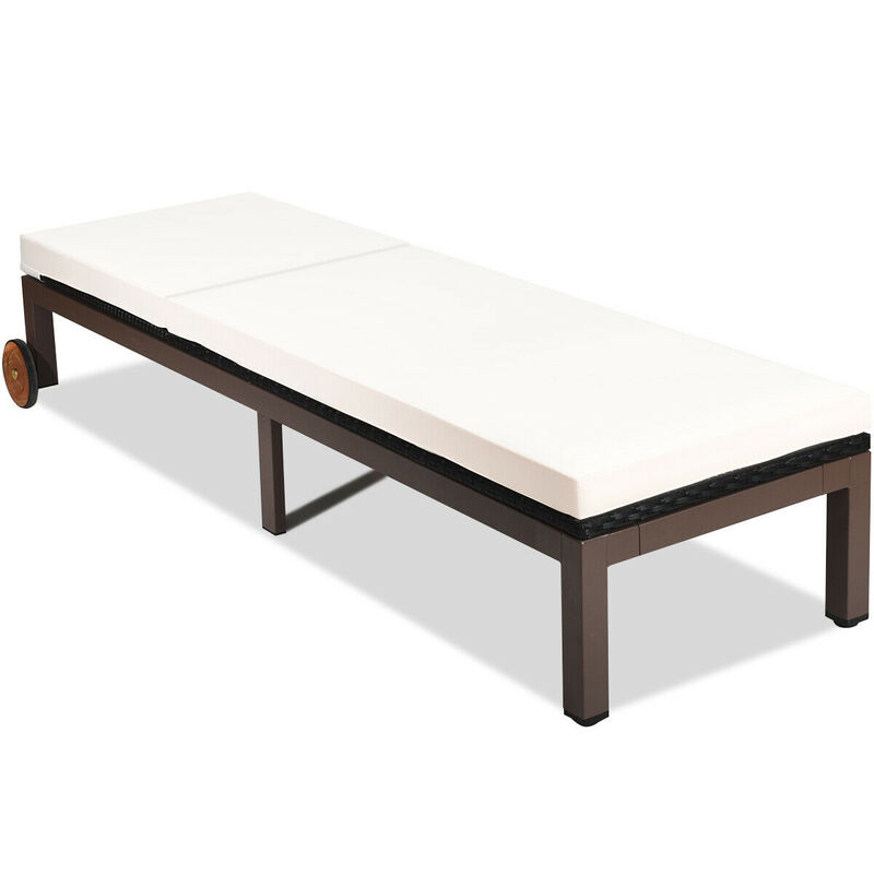Patio Chaise Lounge Chair Outdoor Rattan Lounger Recliner Chair