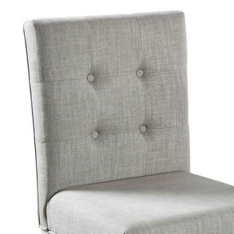Fabric Upholstered Solid Wood Counter Height Chair, White and Gray, Pack of Two-Benzara