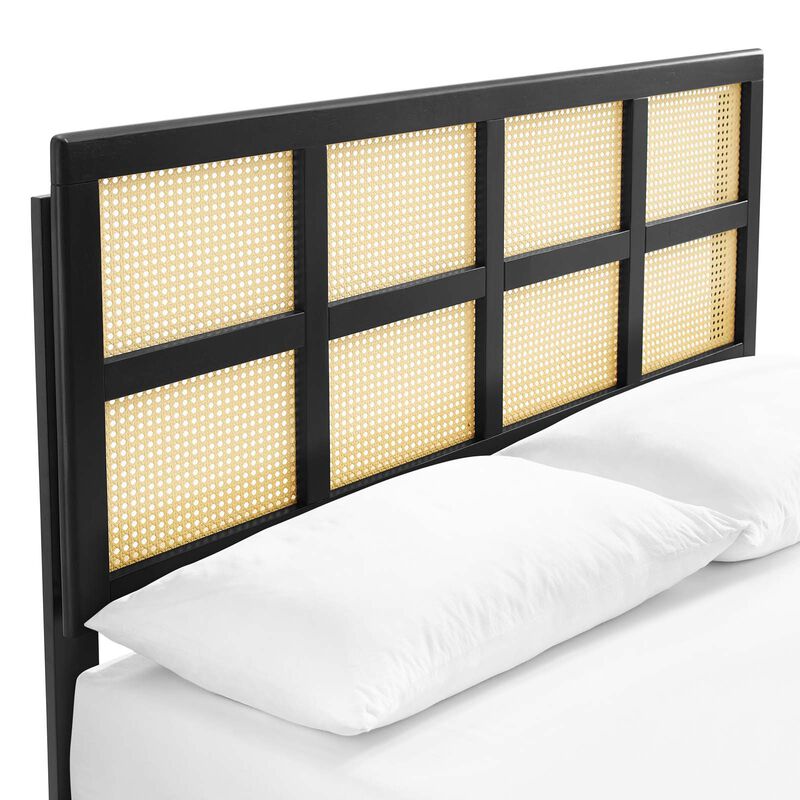 Modway - Sidney Cane and Wood King Platform Bed with Splayed Legs