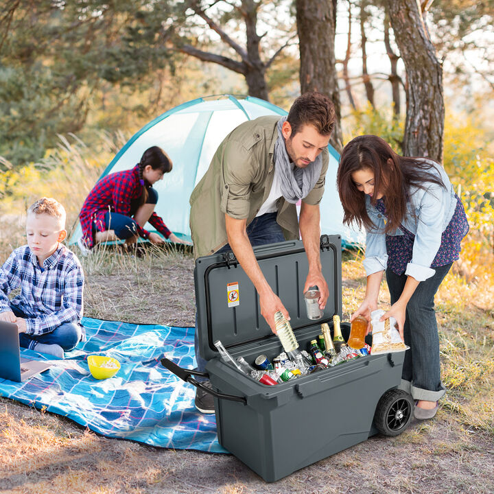 Quart Portable Cooler Rotomolded Ice Chest with Handles and Wheels