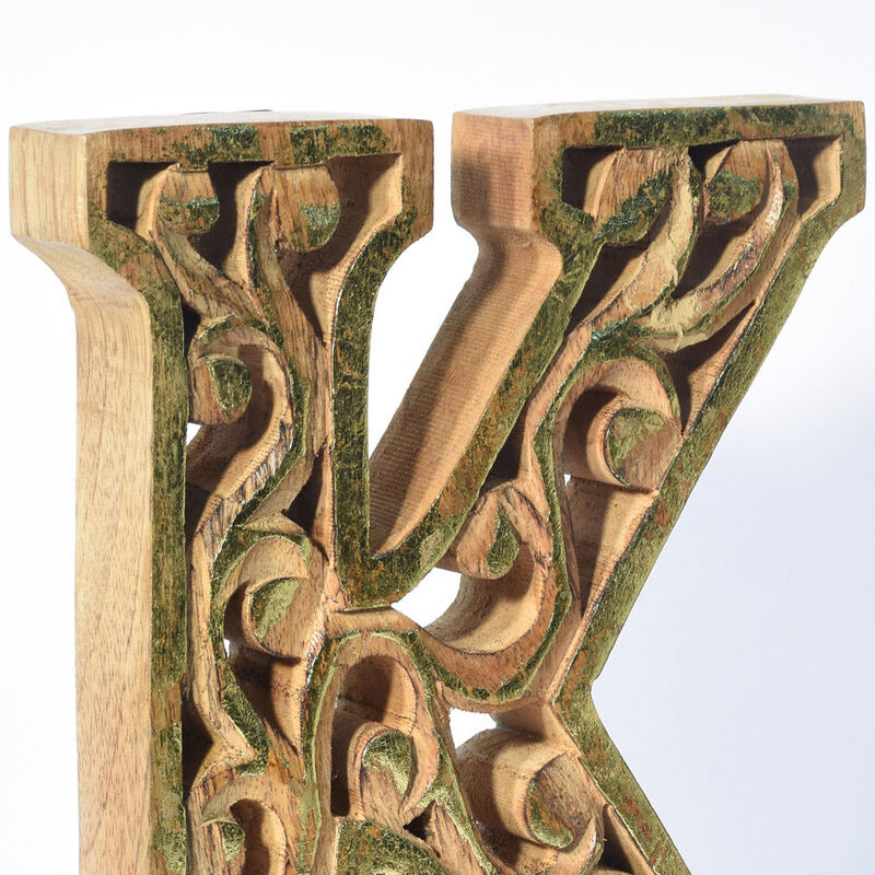 Vintage Natural Gold Handmade Eco-Friendly "K" Alphabet Letter Block For Wall Mount & Table Top Décor