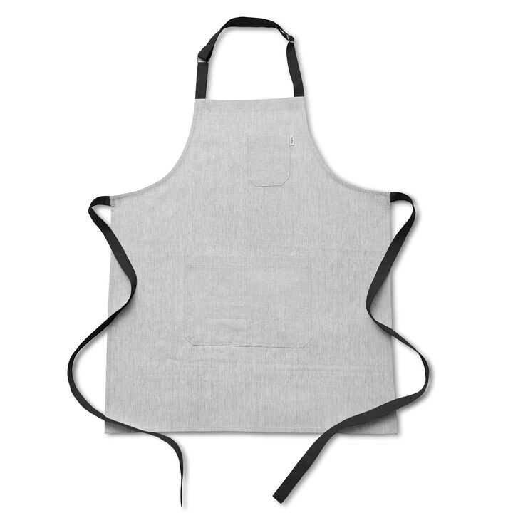 Solino Home 100% Pure Linen Bib Apron 32 x 27 Inch | Linen Kitchen Apron for Men and Women