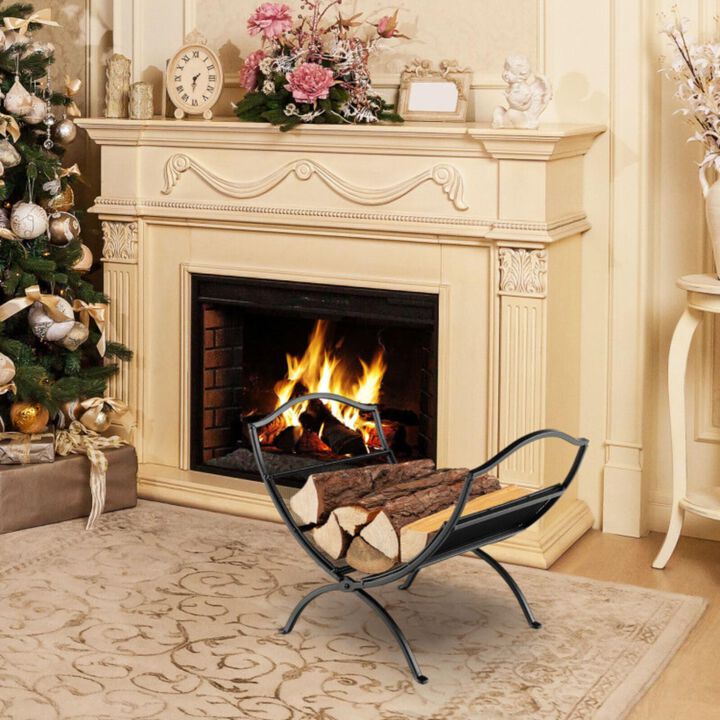 Hivvago 19 Inch Folding Fireplace Log Rack with Convenient Handle
