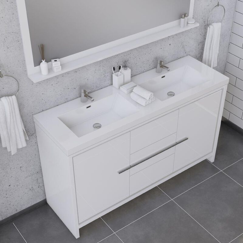 Alya Bath Sortino 60 Modern Double Bathroom Vanity in White