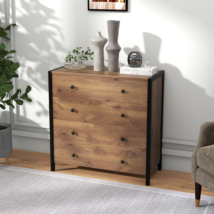 4-Drawer Modern Wooden Dresser Chest for Bedroom or Living Room Storage