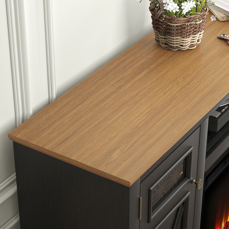 FESTIVO 61.5" Two-Tone TV Stand with Electric Fireplace Fits TVs Up to 70"