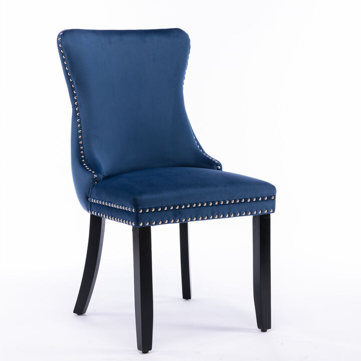 Blue Upholstered Dining Chairs, Set of 2