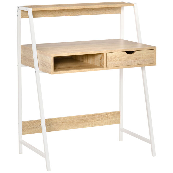 Small Space Computer Desk with Storage Shelves