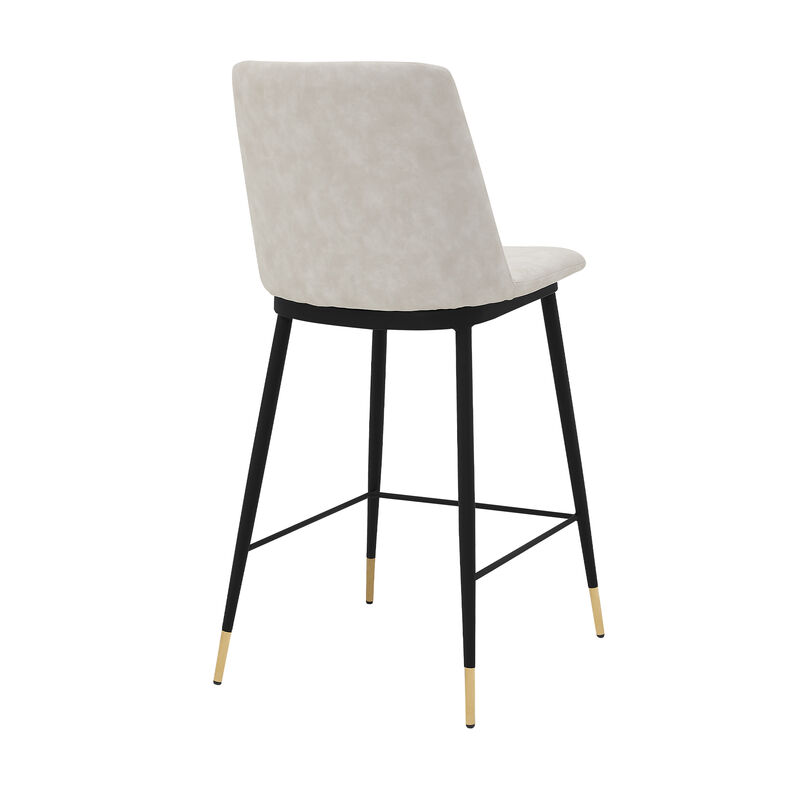Messina  Cream Faux Leather and Metal Counter Height Bar Stool