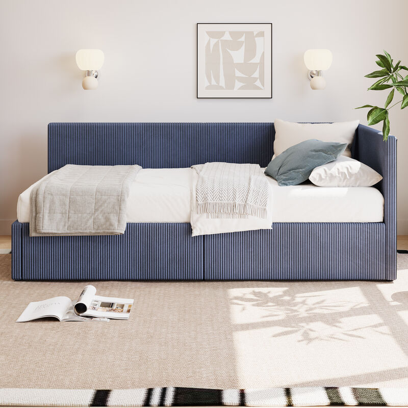 Merax L Shape Corner Bed Corduroy Daybed Bed