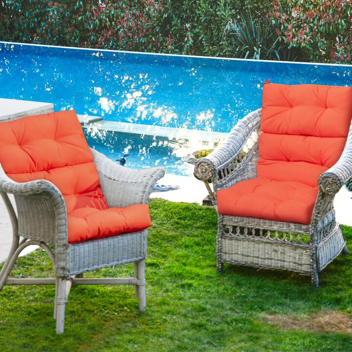 Tufted Patio High Back Chair Cushion with Non-Slip String Ties