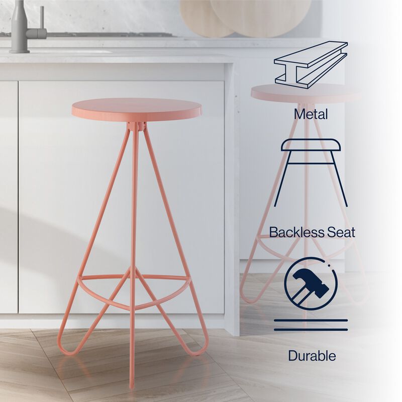 Trinity 30" Modern Industrial Iron Tripod Backless Bar Stool