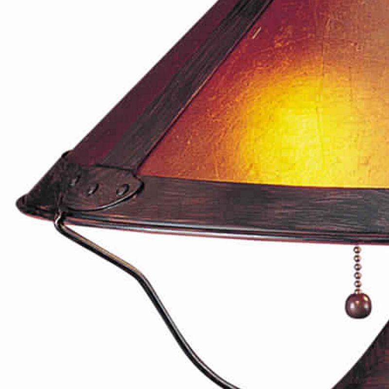 Pot Bellied Metal Body Table Lamp with Conical Mica Shade, Bronze-Benzara