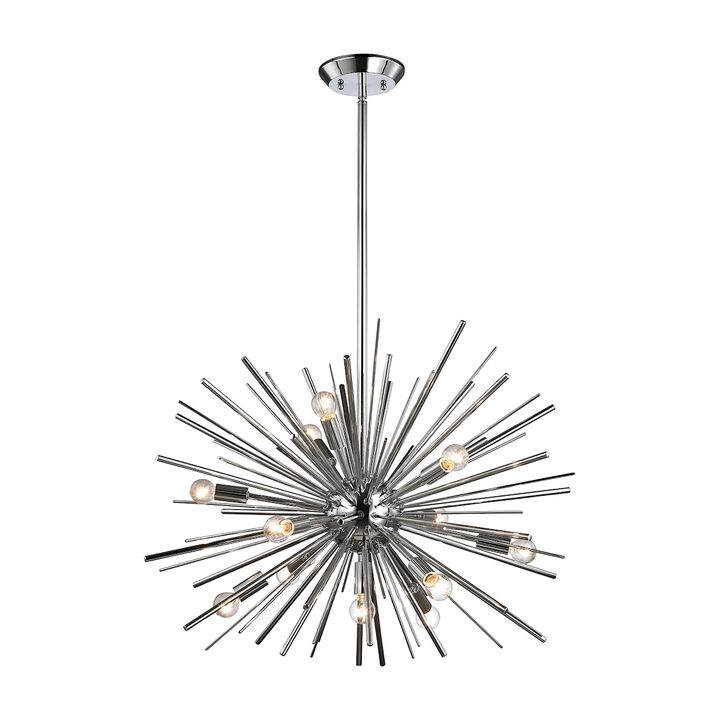 27" Metallic Silver 12-Light Sputnik Chandelier