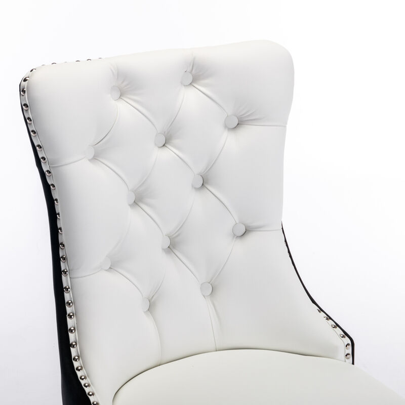 Contemporary PU & Velvet Dining Chair Set
