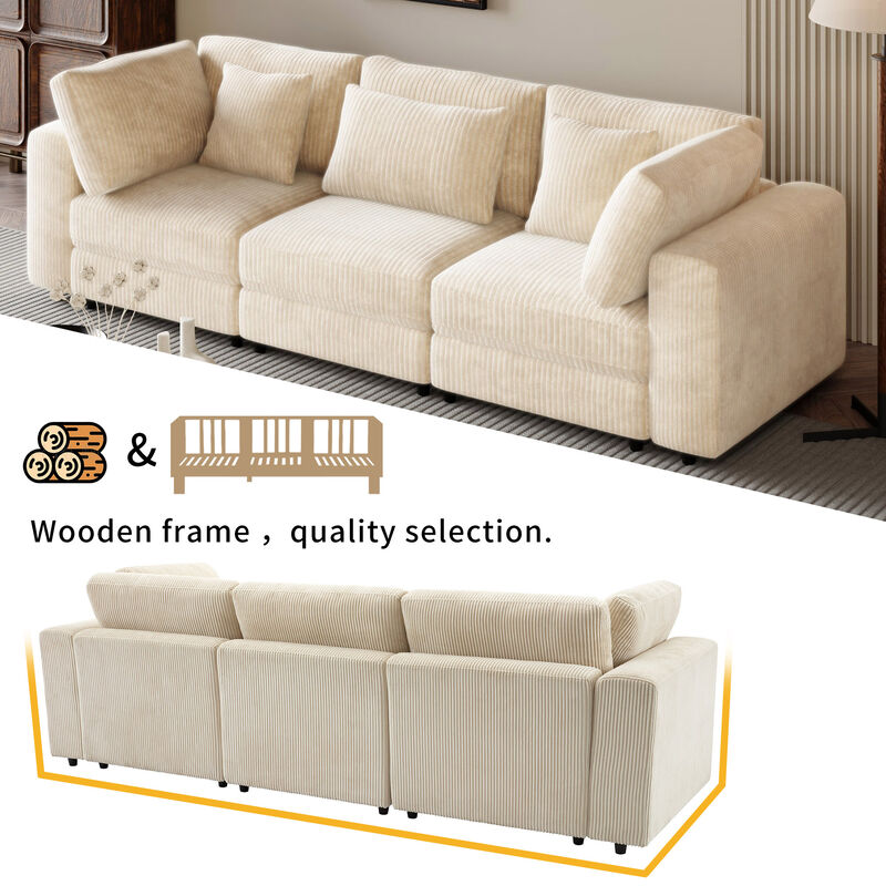 Merax Modern 3 Seater Sofa with 5 Pillows