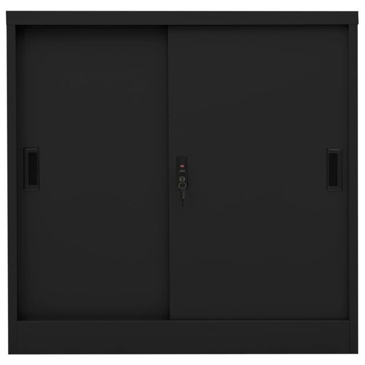 vidaXL Office Cabinet with Sliding Door Black 35.4"x15.7"x35.4" Steel